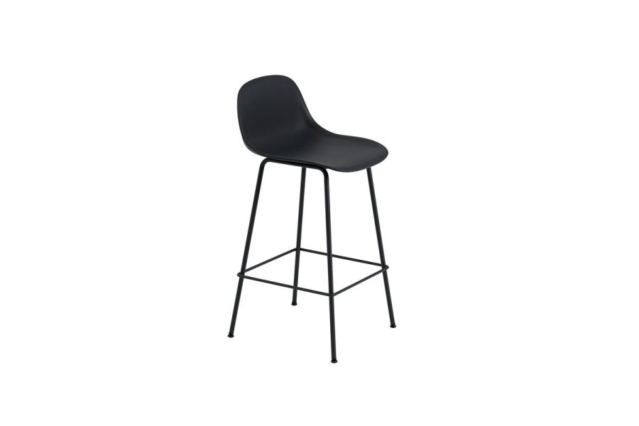 Fiber Counter Stool, med rygl�n St�l Black/Black