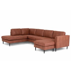 Houston sofa med open end og chaiselong - cognac