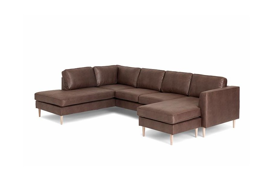 Houston sofa med open end og chaiselong - mocca