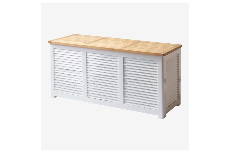Kissenbox | Wei mit Teakdeckel 