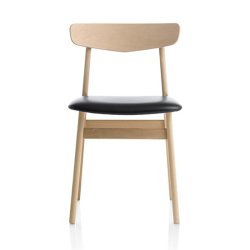 Mosbl stol med sort lder p sde og stel i eg sbe | Findahl