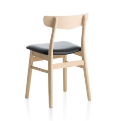 Mosbl stol med sort lder p sde og stel i eg sbe | Findahl