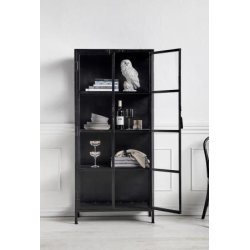 Phoenix Vitrineskab med 2 dre og 4 hylder sort metal