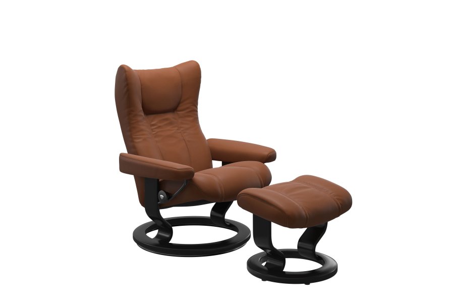 Stressless Wing - Classic stel Medium Paloma l&aelig;der New Cognac Uden skammel