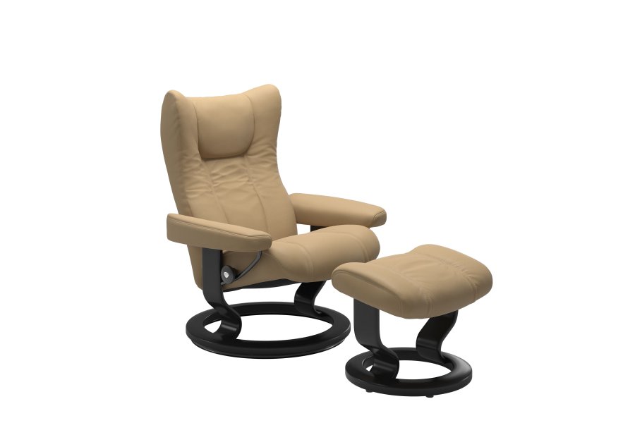 Stressless Wing - Classic stel Medium Paloma l&aelig;der Sand  Uden skammel